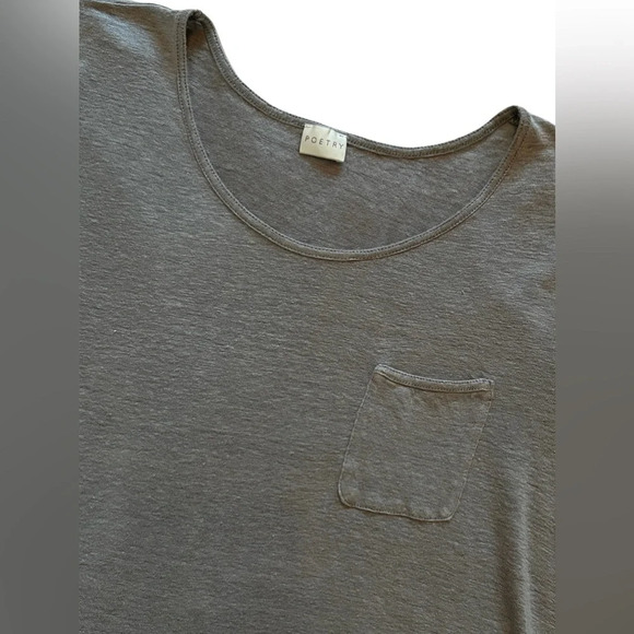 Poetry Shirt Womens natural 100% Linen Tee T Shirt Top Casual 10 M - Picture 6 of 6